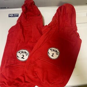 Red Thing 1 and Thing 2 dog Hoodies